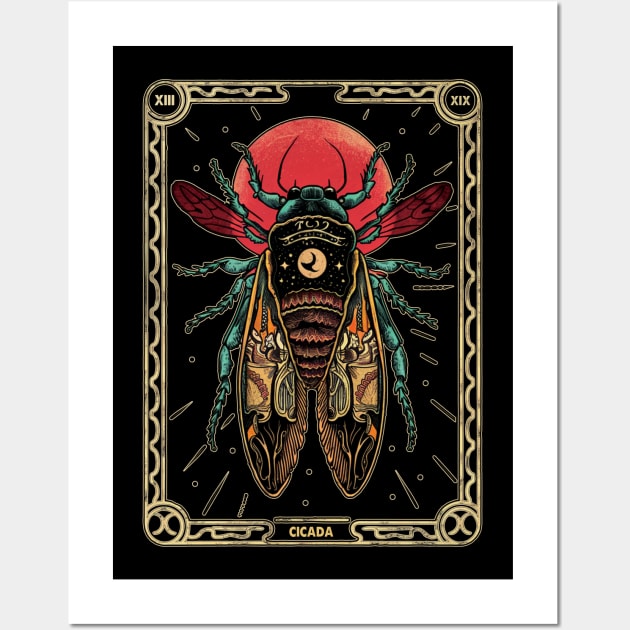 Cicada Invasion 2024 tarot card brood  XIX & XIII funny gift Wall Art by NIKA13